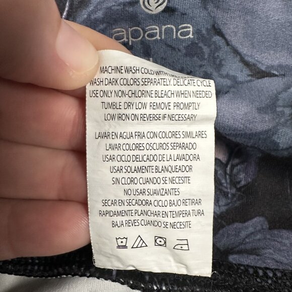 Apana Leggings Womens Large Black Purple Floral High Rise Yoga Pants Spandex Gym - Picture 6 of 11